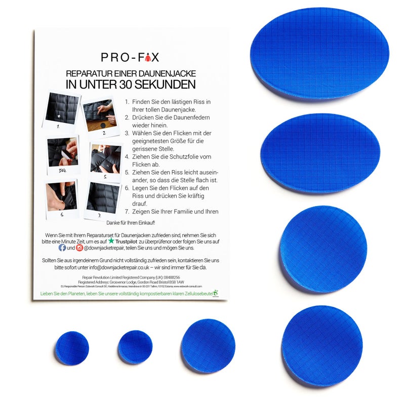 DJR Self-Adhesive Waterproof Repair Patch Kit - 30-Second Fix for Down Jackets, Tents, Sleeping Bags, Backpacks, Outdoor and Camping Gear - Pre-Cut Nylon Ripstop Patches, Multiple Colors - Royal Blue - Image 2